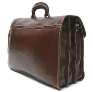Italian Leather Flapover Briefcase (4049)