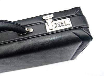 Black Leather-Look PU Laptop Attache Case (HW008)