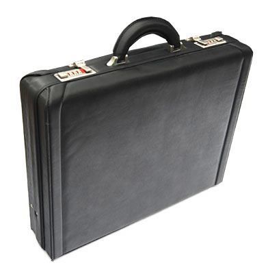 Black Leather-Look PU Laptop Attache Case (HW008)