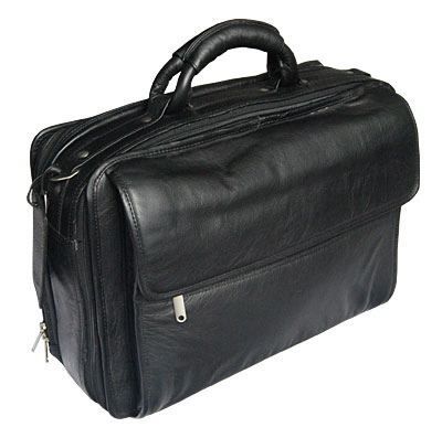 Black Cowhide Leather Briefcase (1457)