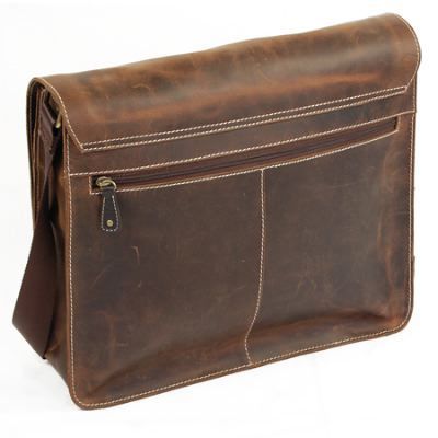 Distressed Leather Messenger Bag (92977)