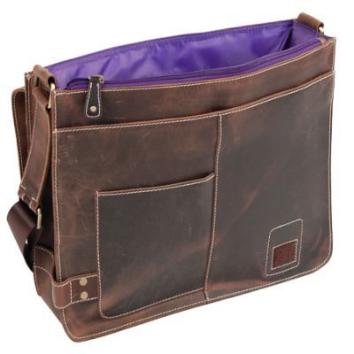 Distressed Leather Messenger Bag (92977)