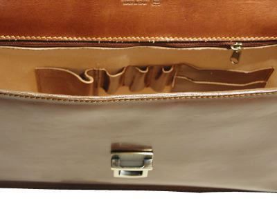 Italian Leather Flapover Briefcase (4047)