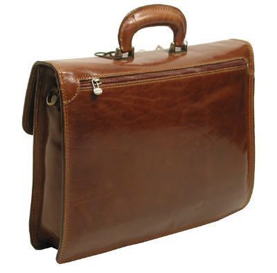 Italian Leather Flapover Briefcase (4047)